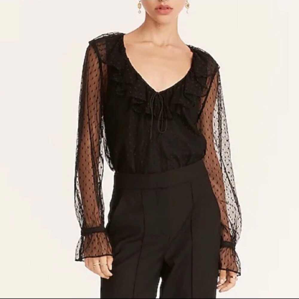 J. Crew Ruffleneck Top in Clip Dot
